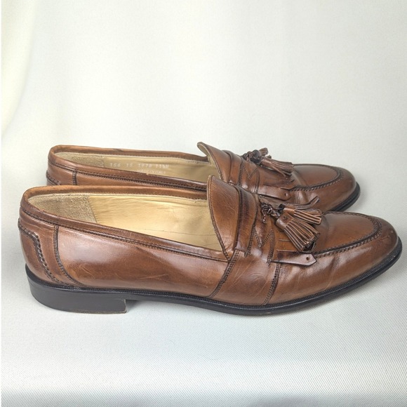 11.5 N Vintage Johnston & Murphy Men\'s Kiltie Tassel Loafers Brown Leather main image 3